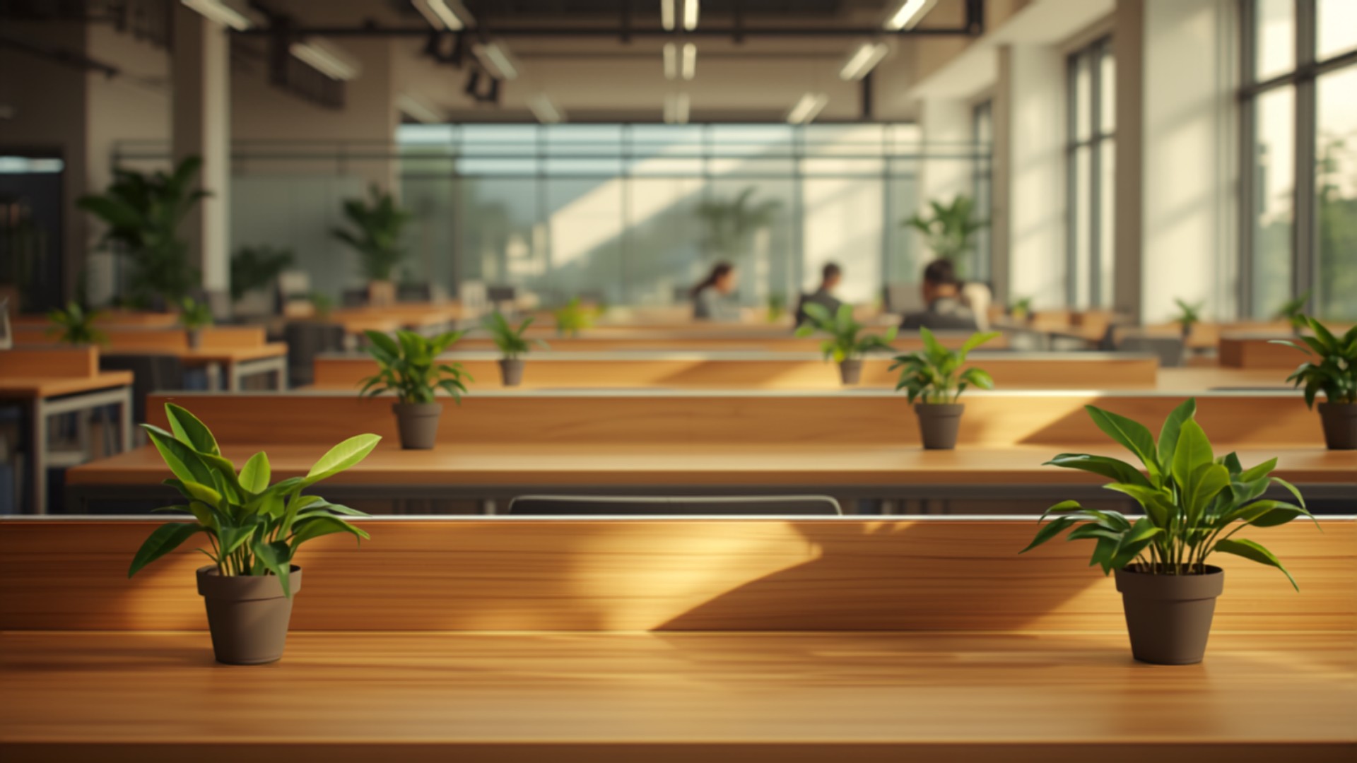 Bright open-plan accounting office with warm daylight